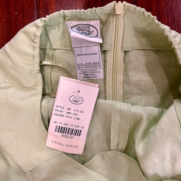 Vintage Laura Ashley Linen Halter Dress NWT mint lime geeen - Picture 6 of 7